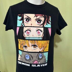 Demon Slayer Tanjiro Kamado Nezuko Kamado Men's Black T Shirt Small Zenitsu
